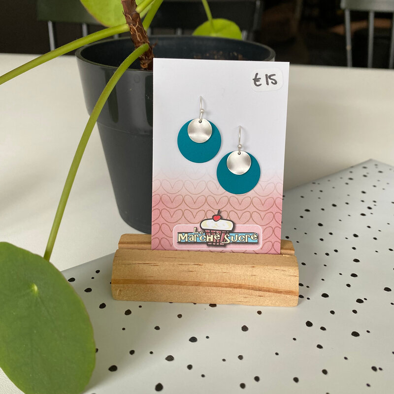 le marché sucré Le marché sucré: oorbellen - zilver + petrol