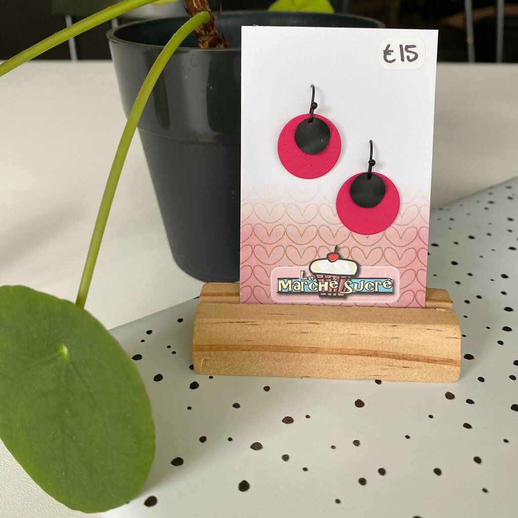le marché sucré Le marché sucré: oorbellen - zwart + felroze