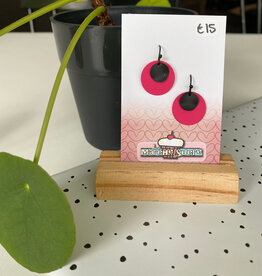 le marché sucré Le marché sucré: oorbellen - zwart + felroze