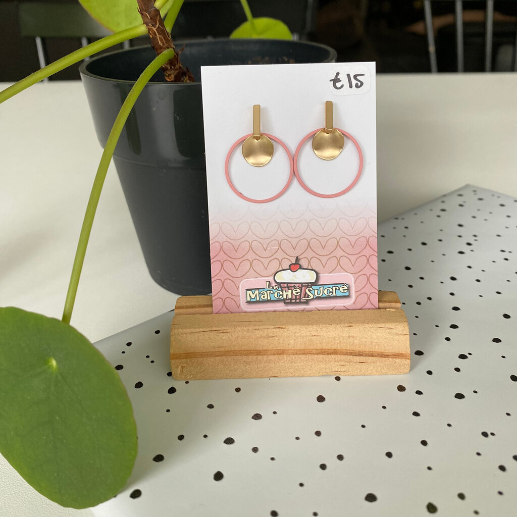le marché sucré Le marché sucré: oorbellen - goud + lichtroze