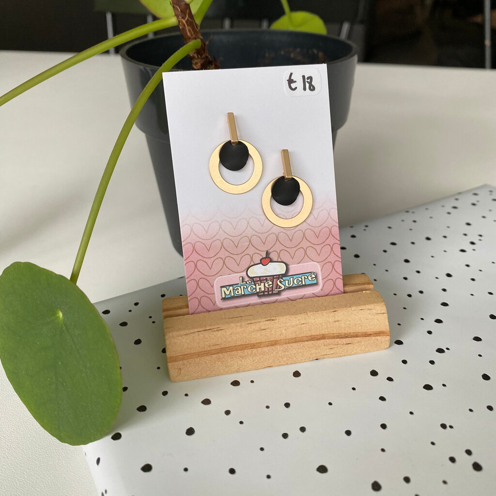 le marché sucré Le marché sucré:  oorbellen - goud + zwart