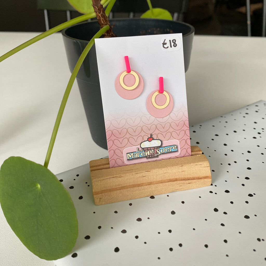le marché sucré Le marché sucré:  oorbellen - goud + roze + fluo roze