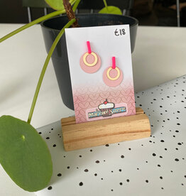 le marché sucré Le marché sucré:  oorbellen - goud + roze + fluo roze