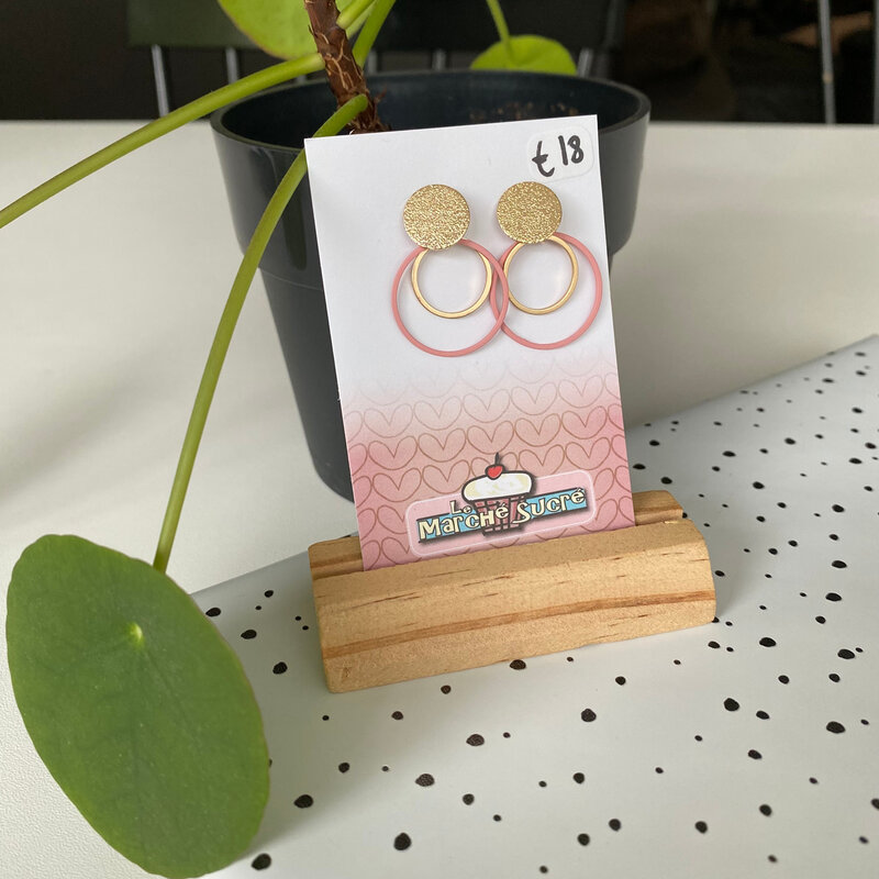 le marché sucré Le marché sucré:  oorbellen - goud + roze