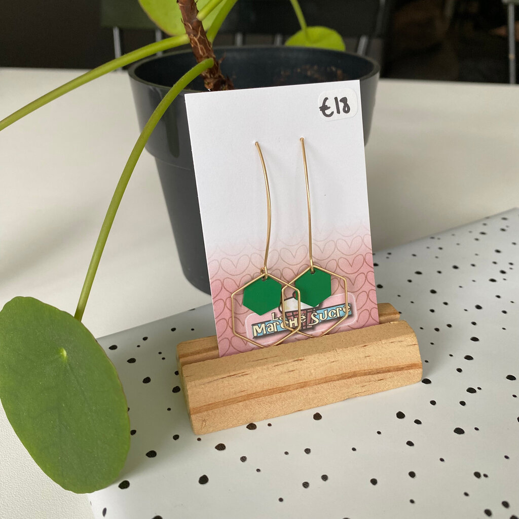 le marché sucré Le marché sucré:  oorbellen - goud + groen
