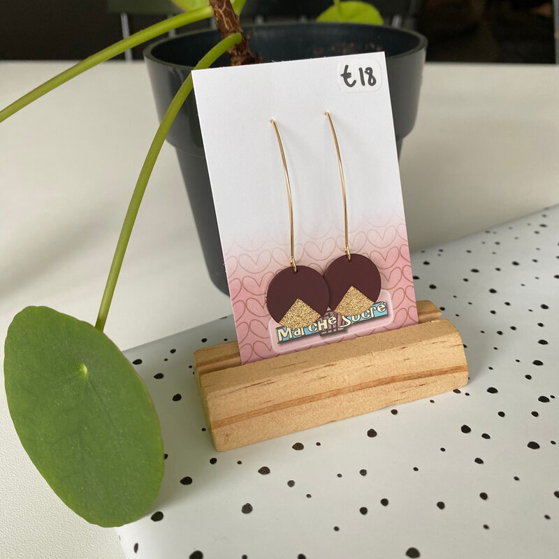 le marché sucré Le marché sucré:  oorbellen - goud + aubergine