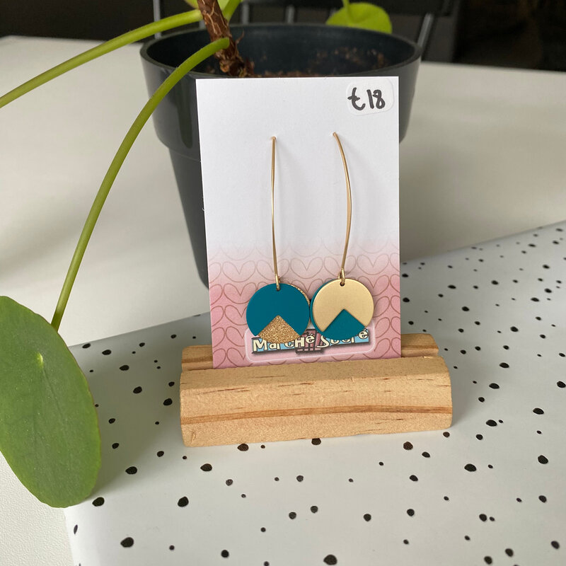 le marché sucré Le marché sucré:  oorbellen - goud + petrol