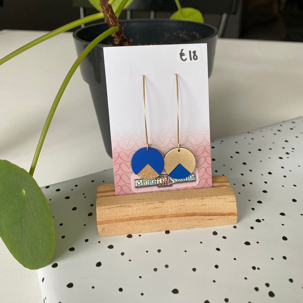 le marché sucré Le marché sucré:  oorbellen - goud + blauw