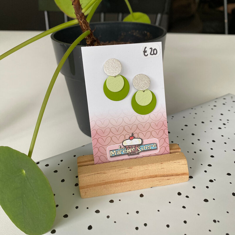 le marché sucré Le marché sucré: oorbellen - zilver + groen + lichtgroen