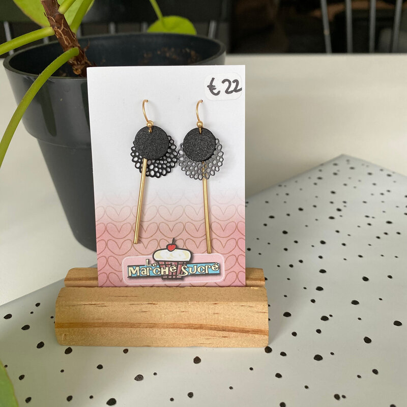 le marché sucré Le marché sucré: oorbellen  - goud en zwart