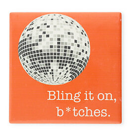 Betaalbare kralen BK: tegeltje met tekst "Bling it on, b*tches."