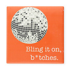 Betaalbare kralen BK: tegeltje met tekst "Bling it on, b*tches."