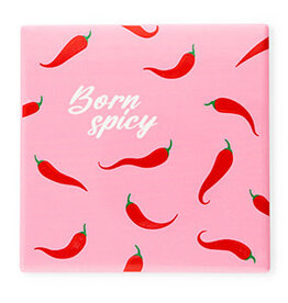 Betaalbare kralen BK: Tegeltje met tekst "Born spicy"