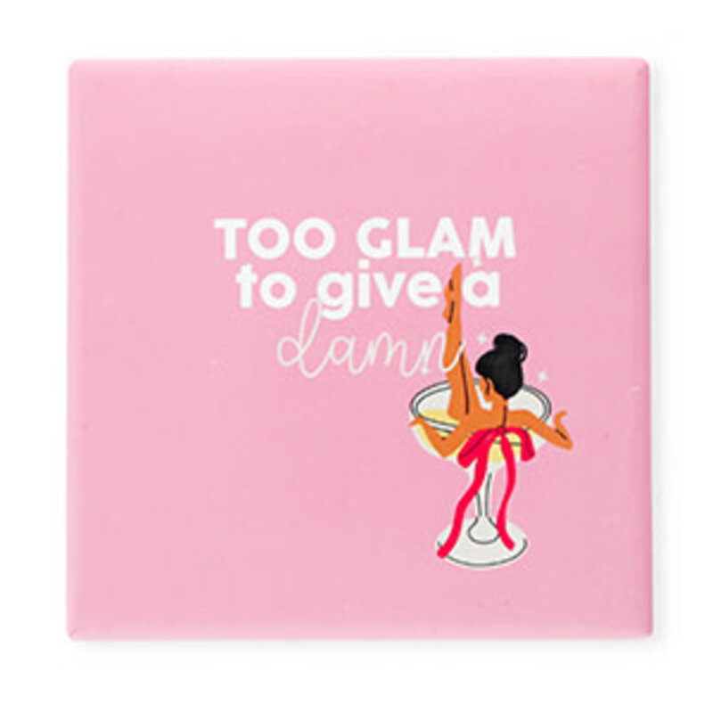 Betaalbare kralen BK: Tegeltje met tekst "Too glam to give a damn"