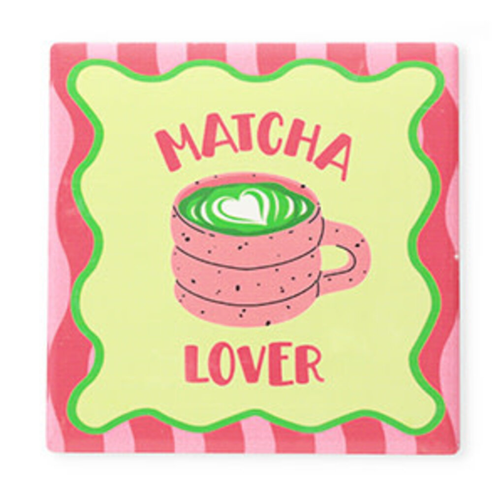 Betaalbare kralen BK: Tegeltje met tekst "Matcha lover"