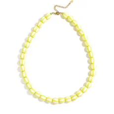 Yehwang Yehwang: Kralen ketting met gestreepte kralen - geel