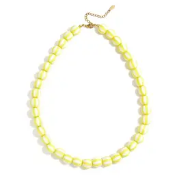 Yehwang Yehwang: Kralen ketting met gestreepte kralen - geel