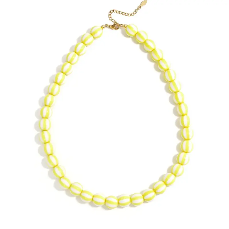 Yehwang Yehwang: Kralen ketting met gestreepte kralen - geel