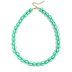 Yehwang Yehwang: Kralen ketting met gestreepte kralen - groen