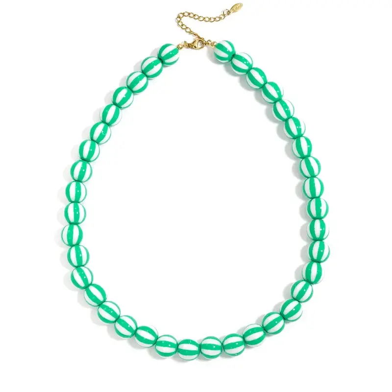 Yehwang Yehwang: Kralen ketting met gestreepte kralen - groen