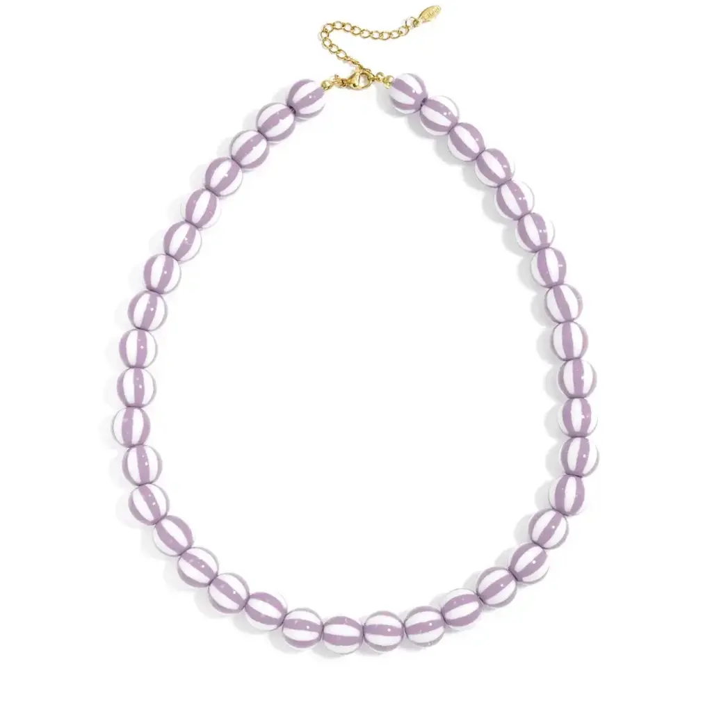 Yehwang Yehwang: Kralen ketting met gestreepte kralen - lichtpaars