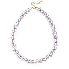 Yehwang Yehwang: Kralen ketting met gestreepte kralen - lichtpaars