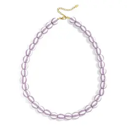 Yehwang Yehwang: Kralen ketting met gestreepte kralen - lichtpaars