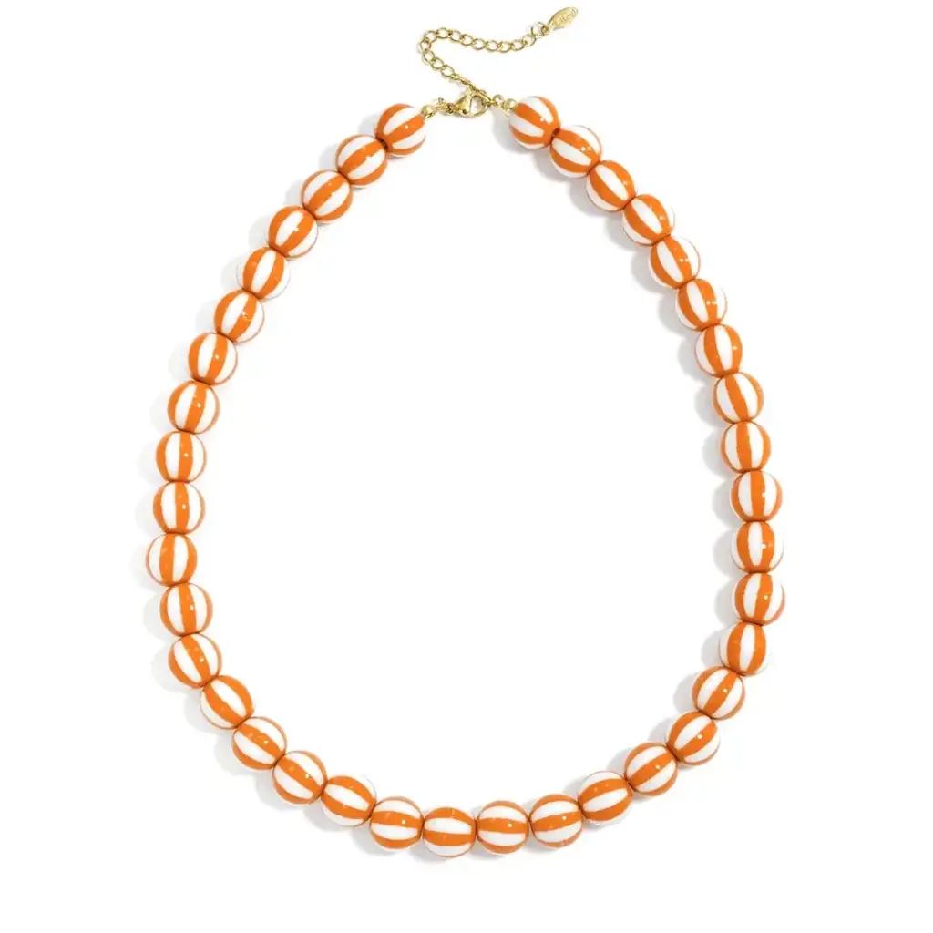 Yehwang Yehwang: Kralen ketting met gestreepte kralen - oranje