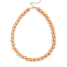 Yehwang Yehwang: Kralen ketting met gestreepte kralen - oranje