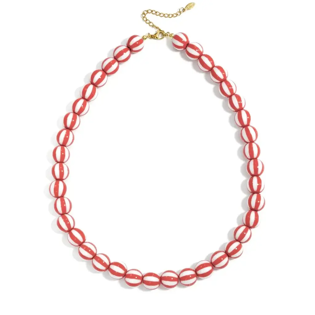Yehwang Yehwang: Kralen ketting met gestreepte kralen - rood