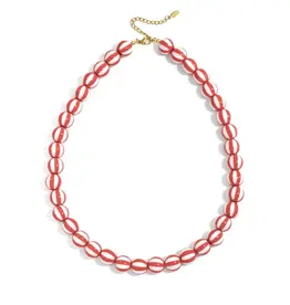 Yehwang Yehwang: Kralen ketting met gestreepte kralen - rood
