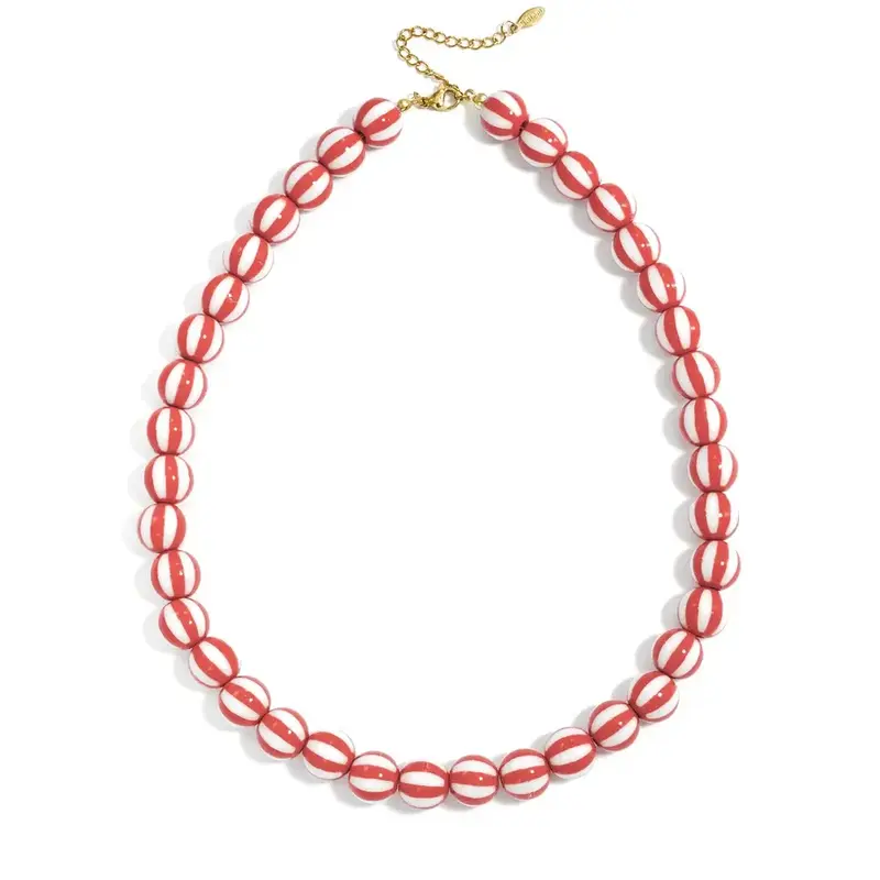 Yehwang Yehwang: Kralen ketting met gestreepte kralen - rood