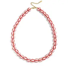 Yehwang Yehwang: Kralen ketting met gestreepte kralen - rood