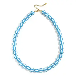 Yehwang Yehwang: Kralen ketting met gestreepte kralen - blauw