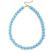 Yehwang Yehwang: Kralen ketting met gestreepte kralen - blauw