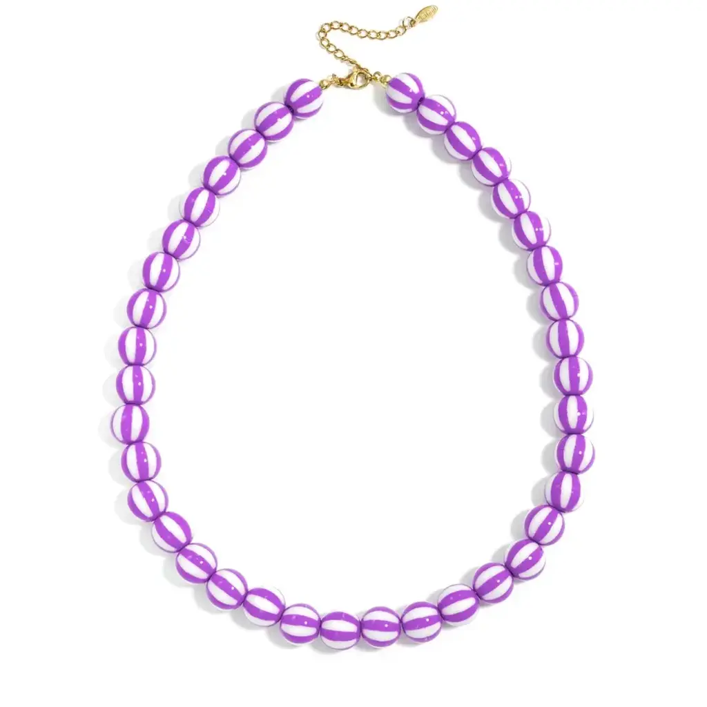 Yehwang Yehwang: Kralen ketting met gestreepte kralen - paars