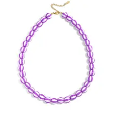 Yehwang Yehwang: Kralen ketting met gestreepte kralen - paars