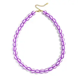 Yehwang Yehwang: Kralen ketting met gestreepte kralen - paars
