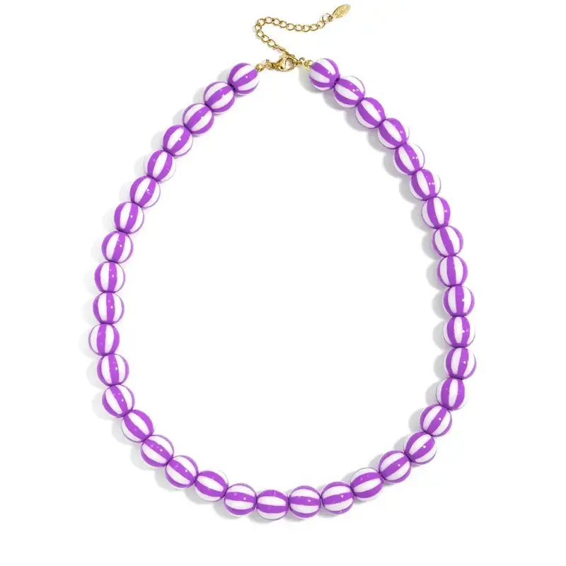 Yehwang Yehwang: Kralen ketting met gestreepte kralen - paars
