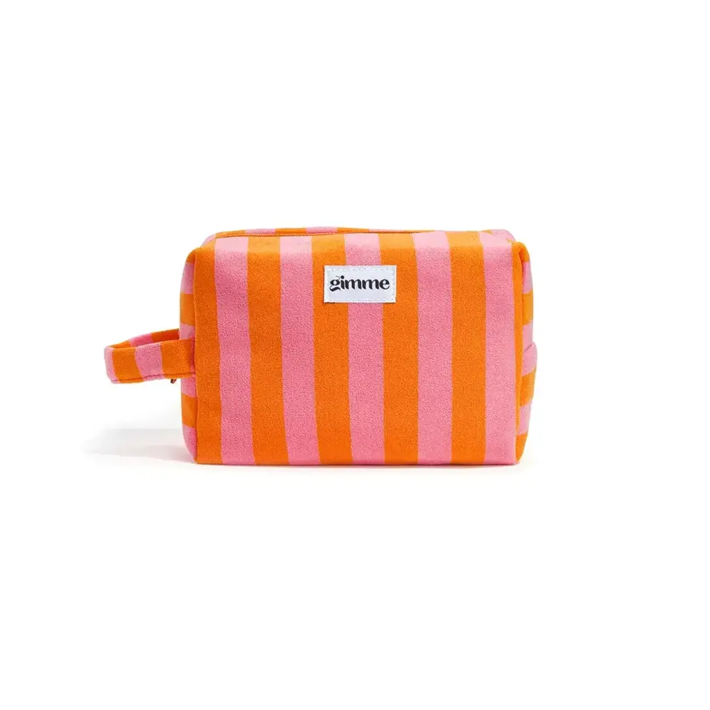 Yehwang Yehwang: Make-up tasje badstof  met strepen - roze/oranje