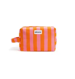 Yehwang Yehwang: Make-up tasje badstof  met strepen - roze/oranje
