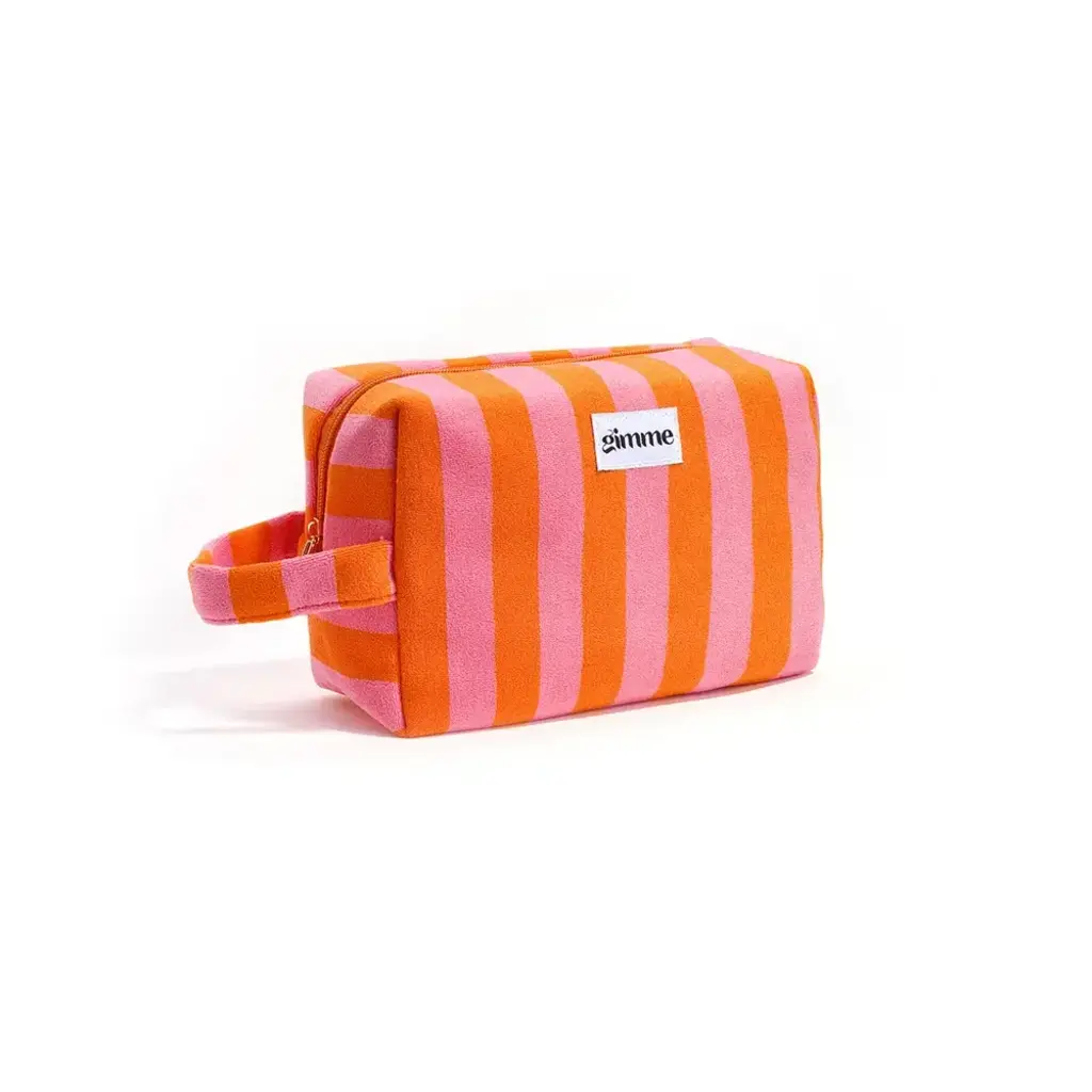 Yehwang Yehwang: Make-up tasje badstof  met strepen - roze/oranje