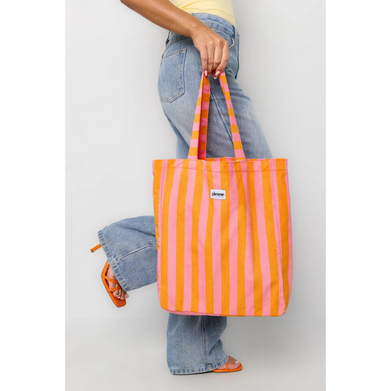 Yehwang Yehwang: totebag, shopper in badstof - roze/oranje