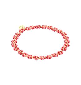 Biba Biba: Armbandje bloemetjes - donkerroze en roze