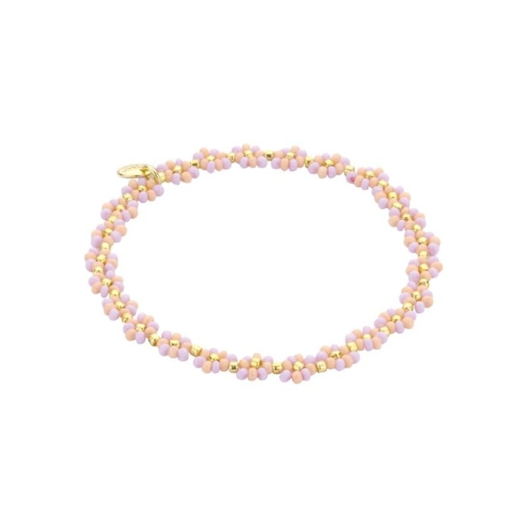 Biba Biba: Armbandje bloemetjes - lila en lichtroze