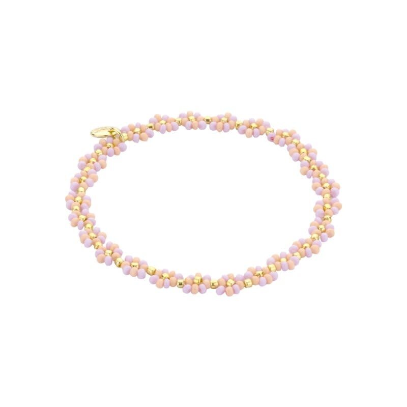 Biba Biba: Armbandje bloemetjes - lila en lichtroze