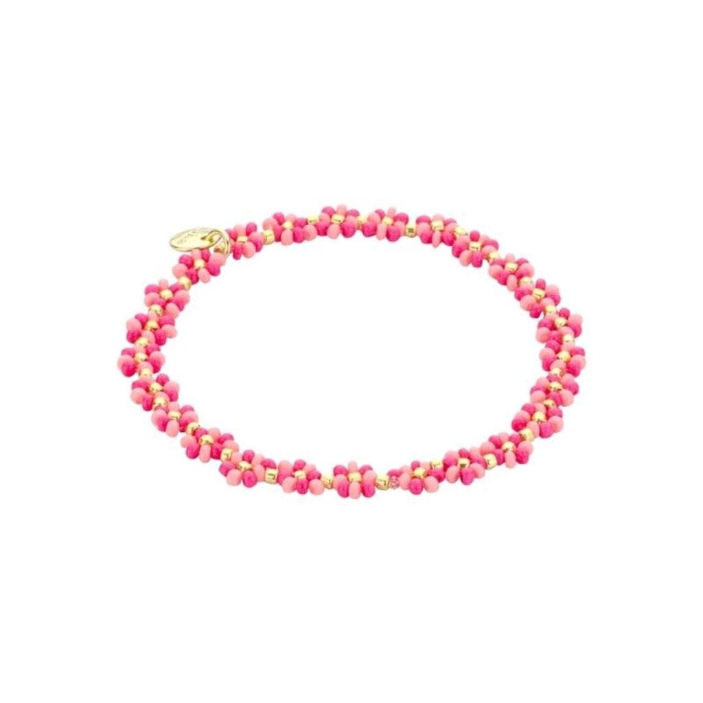 Biba Biba: Armbandje bloemetjes - felroze en roze