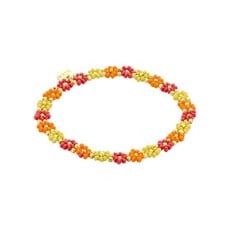 Biba Biba: Armbandje bloemetjes - geel, oranje en donkerroze