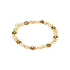 Biba Biba: Armbandje bloemetjes - bruin, beige en ecru