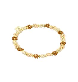 Biba Biba: Armbandje bloemetjes - bruin, beige en ecru